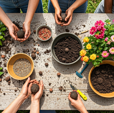 Begeleidende afbeelding Bloembommetjes en zaadbommetjes kleien